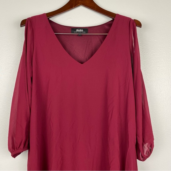 Lulu's Shifting Dears Wine Red Long Sleeve Mini Dress Size S - Picture 4 of 10